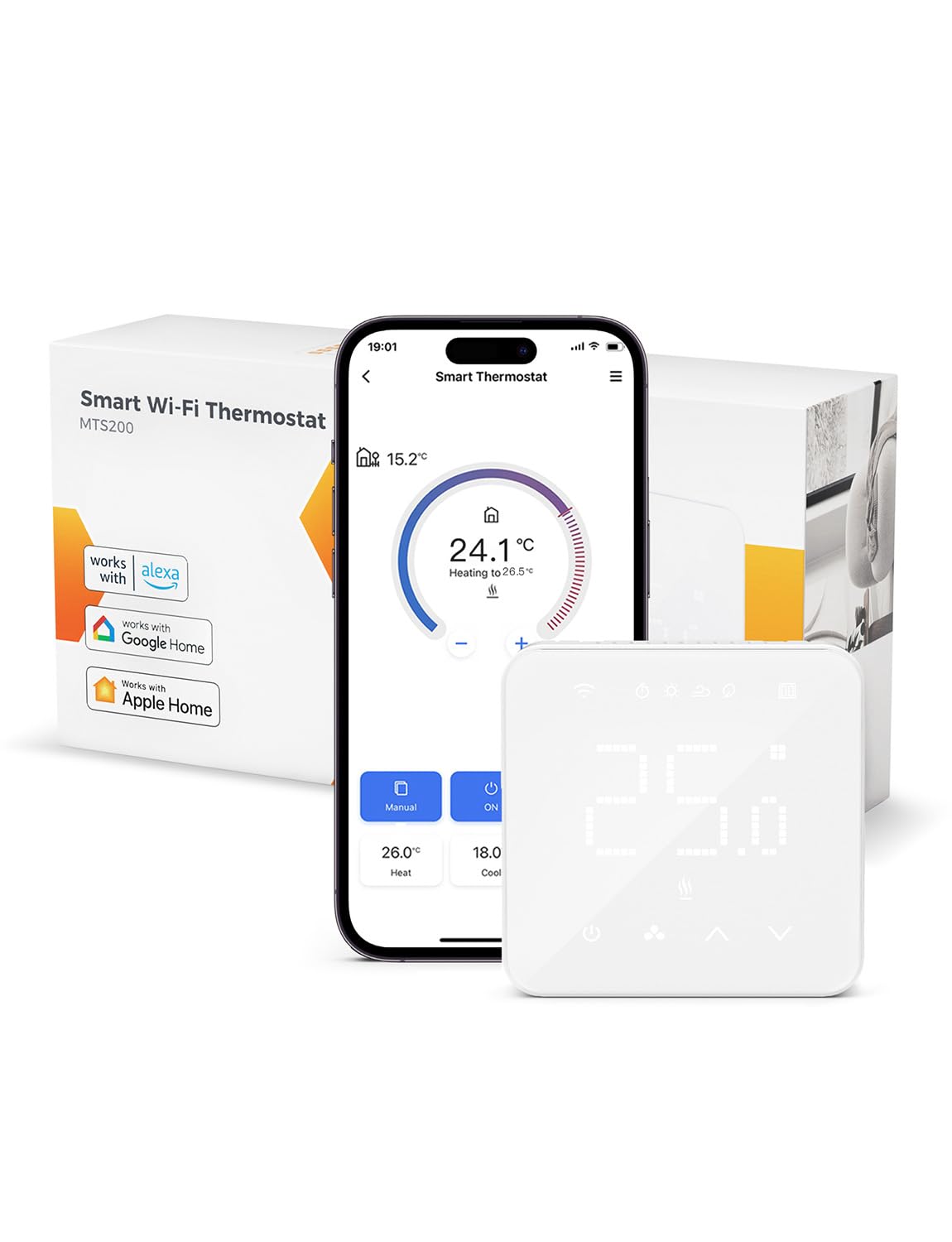 Termostato aquecimento WiFi Refoss MTS200 Programável compativel com Apple Home Kit Alexa e Google Home