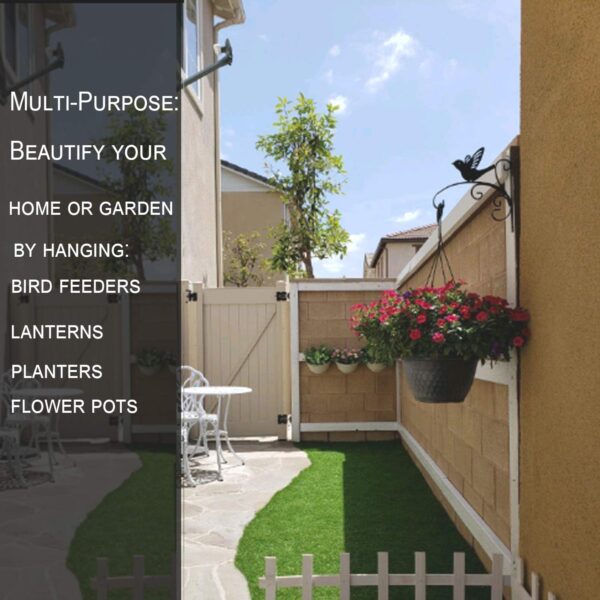 3 Suportes Decorativos de Parede em Ferro para Vasos - Gancho com Pássaro (30 × 28 cm até 10 kg)