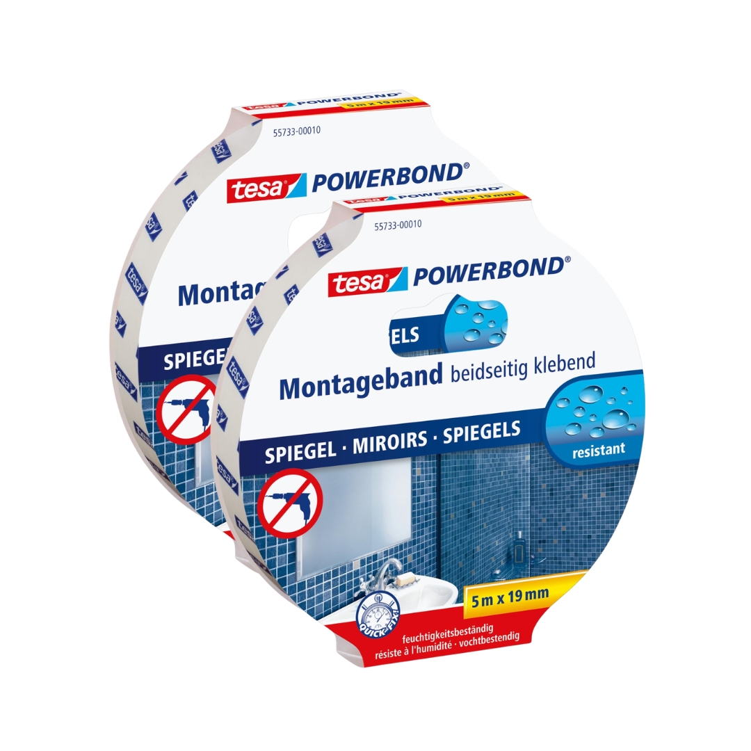 2 Rolos Fita adesiva dupla face TESA Powerbond para WCs 5m x 19mm (NOVO)