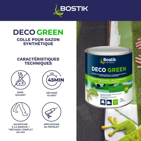 Adesivo Bostik Deco Green 1 kg para Relva Artificial – Monocomponente, Tecnologia MSP, Verde