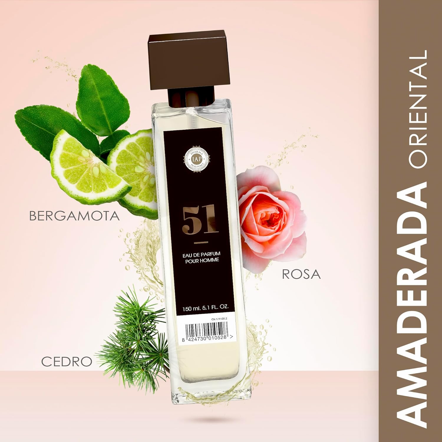 Perfume de Mulher Nº 51 Eau de Parfum 150 ml – Fragrância Oriental com Bergamota, Rosa e Cedro IAP Pharma