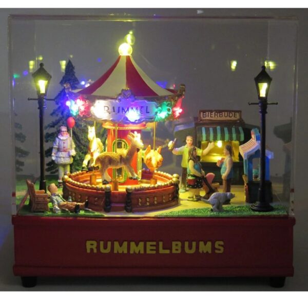 Miniatura Decorativa de Carrossel Cómico / humoristico com Luzes - Peça Satírica de Exposição “RUMMELBUMS”