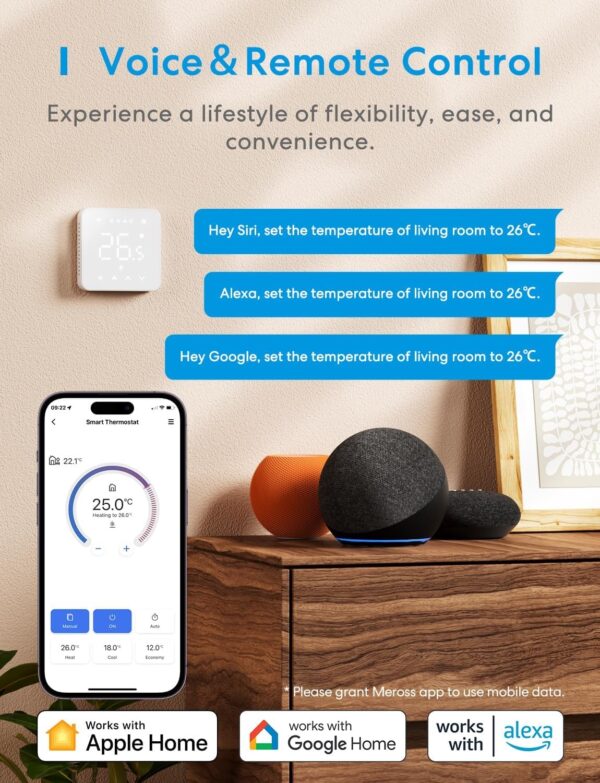 Termostato inteligente Meross Wi-Fi para caldeiras