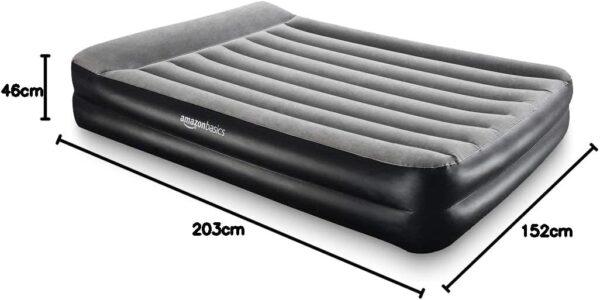 Colchão Insuflável Duplo Amazon Basics com Bomba Integrada – 203×152×46 cm, até 300 kg (Cinza)