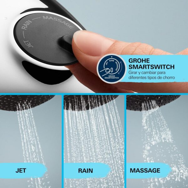 Chuveiro de mão + Mangueira 1,75m Grohe 3 modos de jato Universal