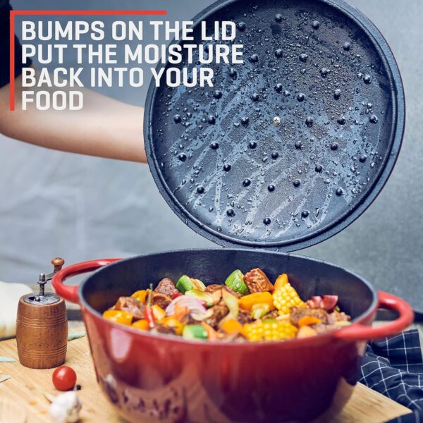 Caçarola 5.7L em Ferro Fundido Esmaltado Dutch Oven Uno Casa Vermelha com Tampa Apta para Todo o tipo fogões e fornos