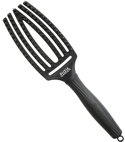 Escova Fingerbrush Care Iconic Olivia Garden Tamanho Médio Nylon Desembaraçante Preto