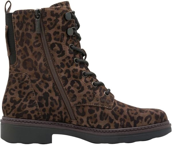 (37) Botas Planas Tamaris Comfort Lace Leopardo Escuro para Mulher