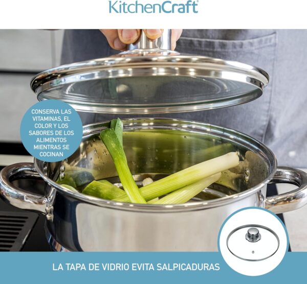 Panela para cozinhar a vapor 3 Níveis KitchenCraft Aço Inox