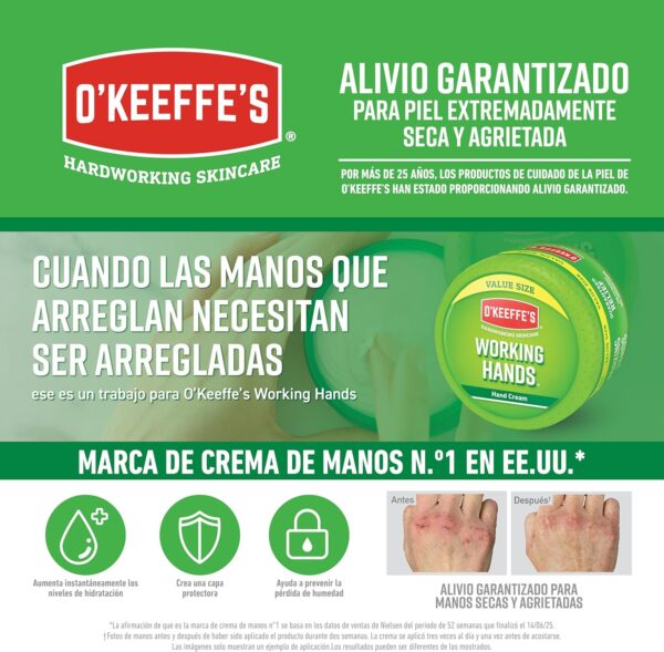 Creme de Mãos O’Keeffe’s Working Hands 96 g – Reparador para Mãos Muito Secas e Rachadas
