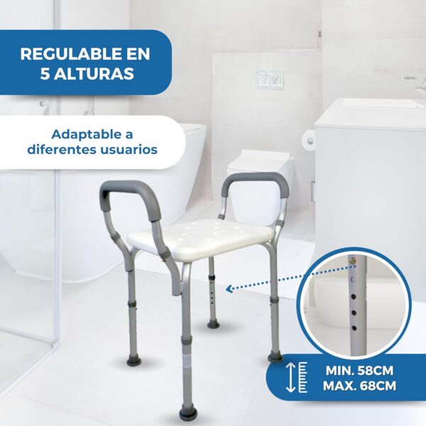 Cadeira de Duche Mobiclinic Regulável Apoio Braços