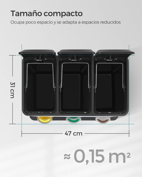 Caixote para reciclagem / separador de Cozinha 3 X 8 L com Tampas e Pedais SONGMICS
