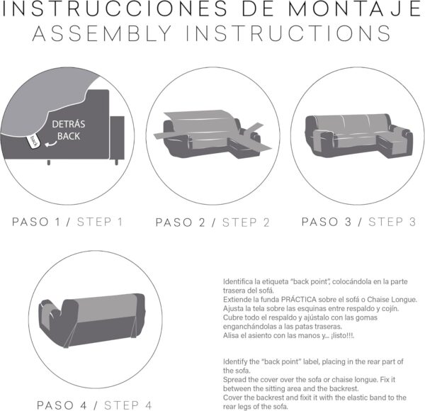 Capa de Sofá 240 cm Direita Levante Algodão Cinza EYSA