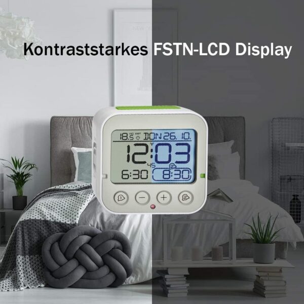 Despertador Digital TFA Dostmann Funk Bingo 2.0 com Temperatura e 2 Alarmes Branco 95x41x96 mm