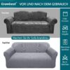 Capa de Sofá para 4 Lugares Alta Elasticidade Jacquard Gris Claro 235-300 cm