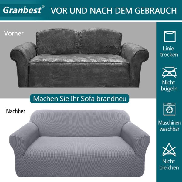 Capa de Sofá para 4 Lugares Alta Elasticidade Jacquard Gris Claro 235-300 cm