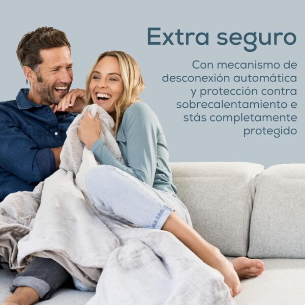 Manta Elétrica 180 x 130 cm Beurer 6 Temperaturas Automática HD 75 Bege/Castanho