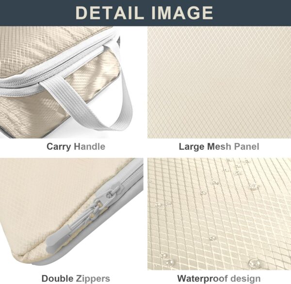 Conjunto de 7 Organizadores de Bagagem Lannvan para Roupas e Cosméticos - Bege