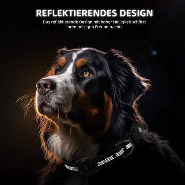 (M) Coleira para Cão para Apple Air Tag Acolchoado Reflector de Nylon Preto