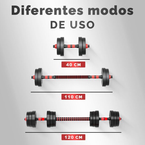 Halteres Ajustáveis 2 Em 1 com Barra até 10 kg