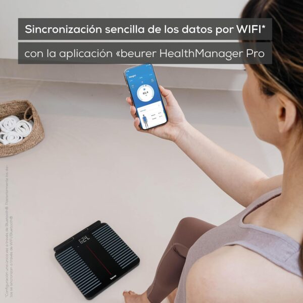 Balança Digital de Gordura Corporal Beurer BF 990 com Sensores de Mão e Conexão Wi-Fi/Bluetooth
