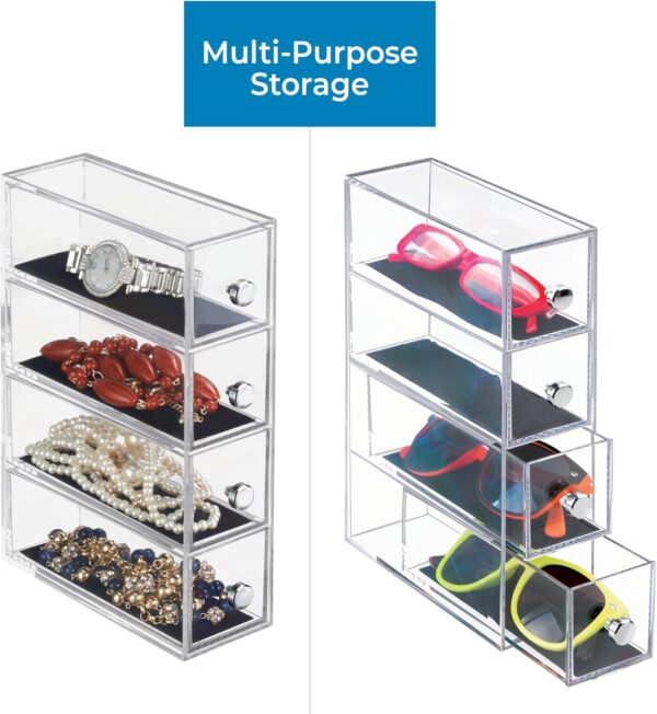 Organizador de Joias iDesign Clarity com 4 Gavetas de Plástico Transparente