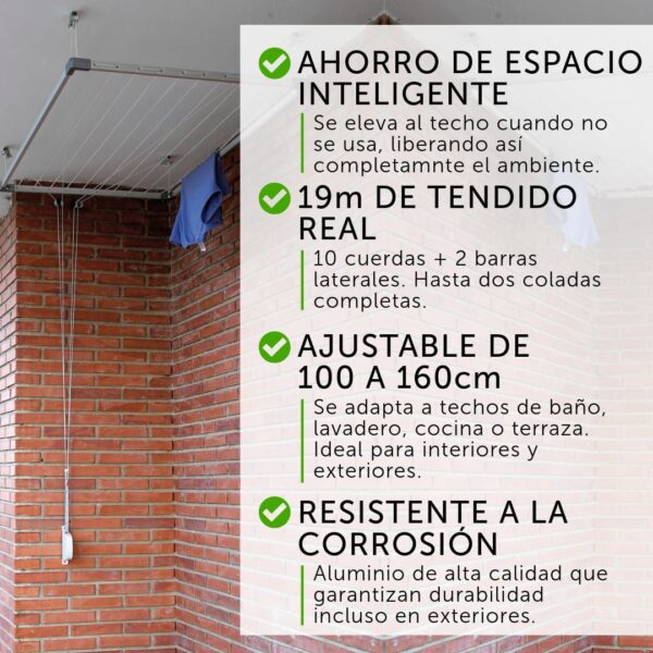 Estendal de Teto Extensível 100-160x78 cm  Alumínio Inoxidável Interior/Exterior