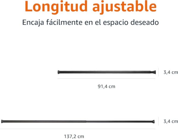 Barra de Cortina de Duche com Tensão Ajustável 91-137 cm Preto Amazon Basics