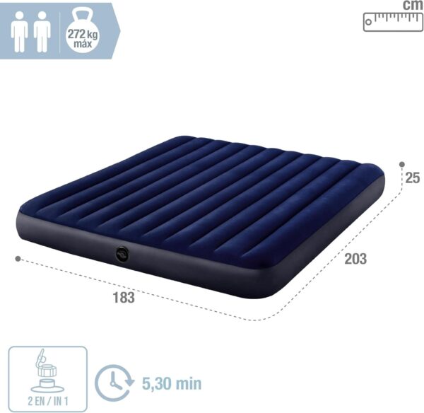 Colchão Insuflável 183x203x25 cm Intex Dura-Beam para Camping Cor Azul