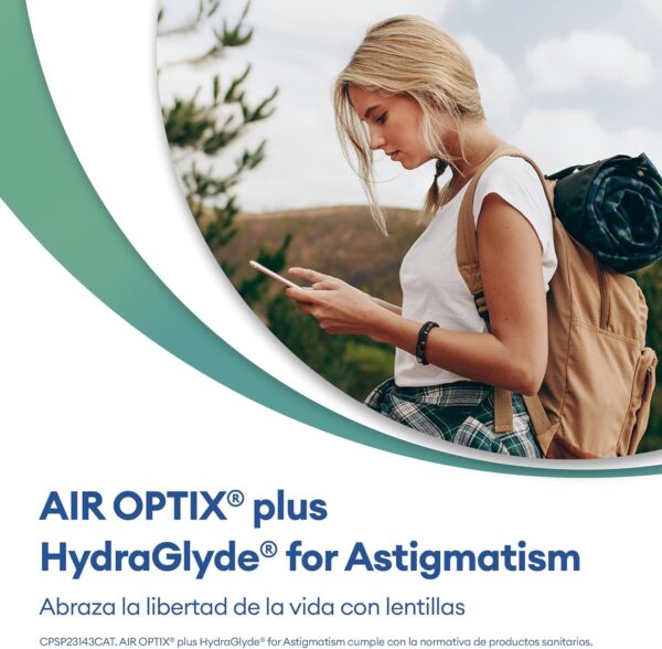 Lentes de Contacto Mensais Air Optix plus HydraGlyde para Astigmatismo - 3 Unidades (BC 8.7 / DIA 14.5 / CYL -1.75 / AXIS 150 / -1.75)