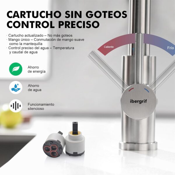 Torneira de Cozinha Monocomando Ibergrif M22136 Extraível 3 Modos Latão Cromado