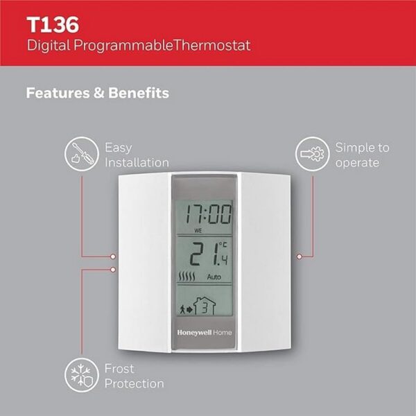Termostato Programável Honeywell Home T136 Branco