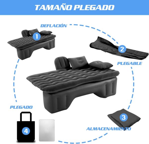 Colchão Insuflável Ergocar para Carro Camping e Viagem (Cinza) 135x70 cm