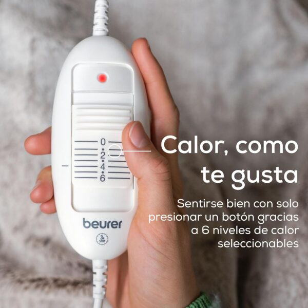 Manta Elétrica 180 x 130 cm Beurer 6 Temperaturas Automática HD 75 Bege/Castanho