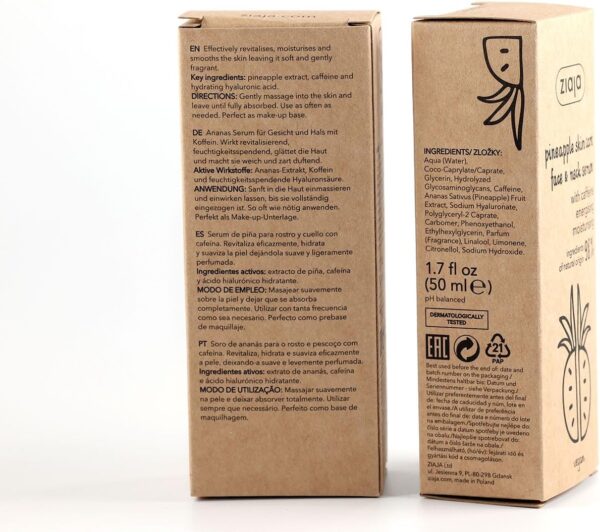 Sérum Facial Ziaja Piña com Cafeína para Rosto e Pescoço 50 Ml Cor Branco