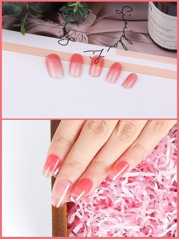 Kalolary Gel Pegatinas Rosa Degradado 20PCS Esmalte Autoadesivo de Unhas com Lima e Pau