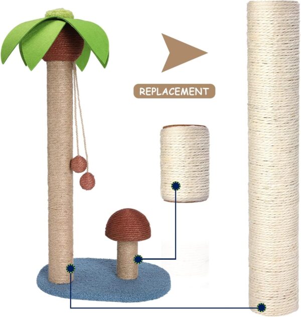 Postes arranhador de sisal natural de substituição 4 peças M8 40+30+20+10 cm