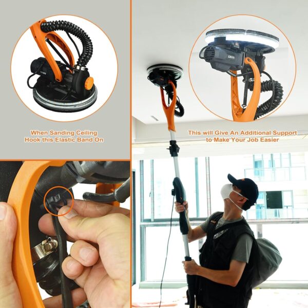 Lixadora girafa Dobrável com extensor 820 W (110 cm/165 cm) Velocidade Ajustável LED MAXXT