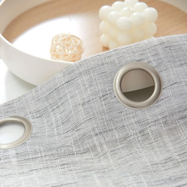 Cortinas Cinza 225x140 cm aspeto de Linho com Ilhós Treatmentex