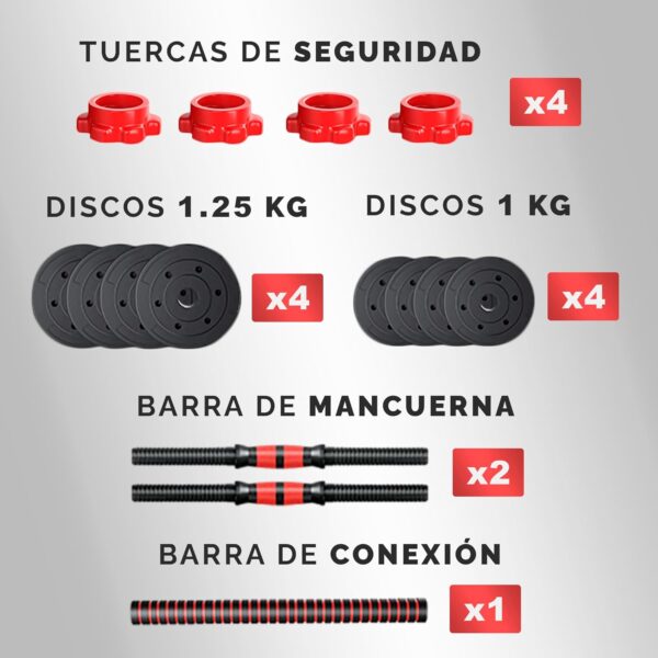 Halteres Ajustáveis 2 Em 1 com Barra até 10 kg