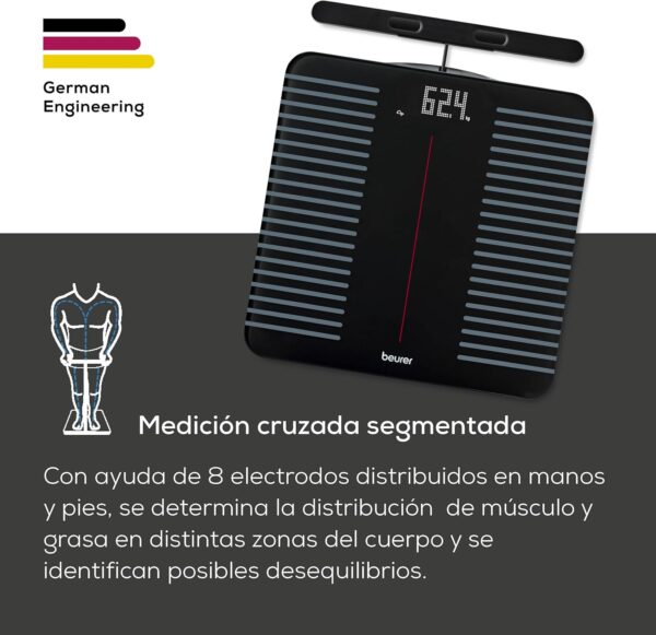 Balança Digital de Gordura Corporal Beurer BF 990 com Sensores de Mão e Conexão Wi-Fi/Bluetooth