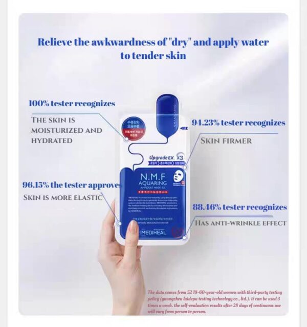 10 Máscaras Faciais Hidratantes MEDIHEAL N.M.F Acuaring Ampoule EX com Ácido Hialurónico