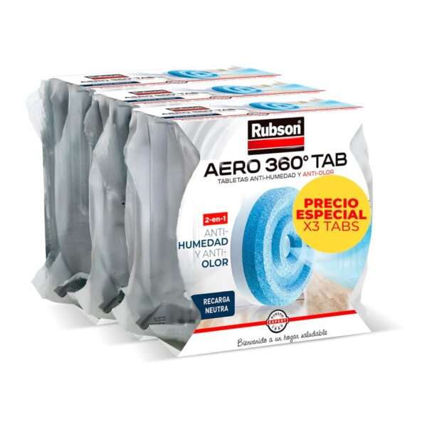 Conjunto de Refil Desumidificador Rubson AERO 360º - 3 Pastilhas 450 g Odor Neutro