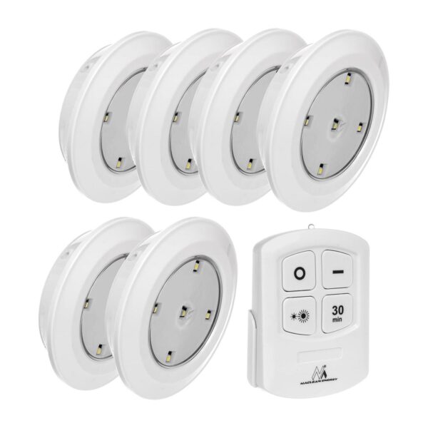 Pack luzes LED a pilhas x6 Maclean MCE165 com comando para Iluminação de Teto/Parede Fixação sem furar