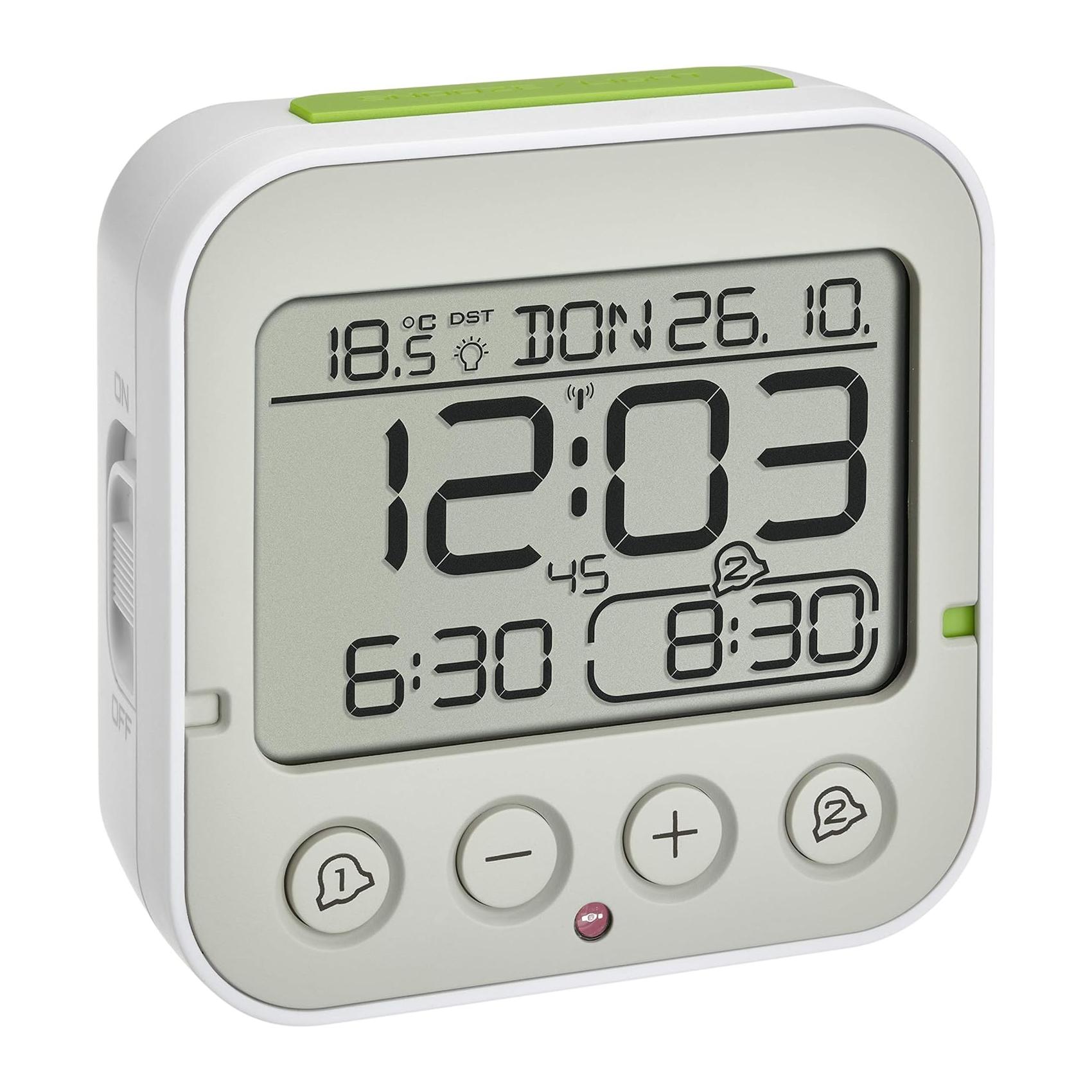 Despertador Digital TFA Dostmann Funk Bingo 2.0 com Temperatura e 2 Alarmes Branco 95x41x96 mm