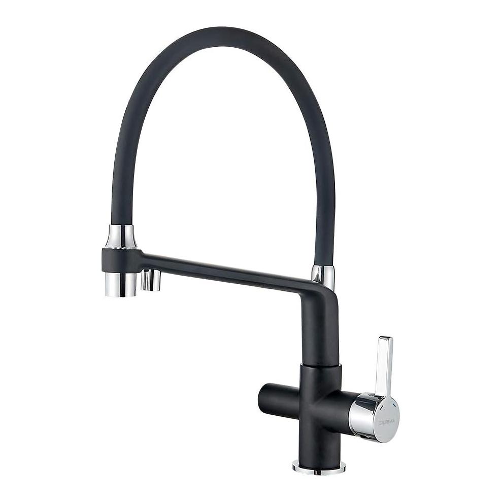 Torneira de Cozinha GRIFEMA G4010B-2 com Osmose 2 Saídas Giratória 360° Latão Preto