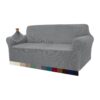 Capa de Sofá para 4 Lugares Alta Elasticidade Jacquard Gris Claro 235-300 cm