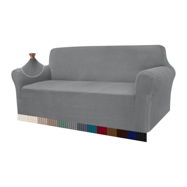 Capa de Sofá para 4 Lugares Alta Elasticidade Jacquard Gris Claro 235-300 cm