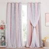 Cortinados Opacos NICETOWN 132x240 cm Criança Termo-isolantes Estrelas Ocas e Rede Rosa-Gris