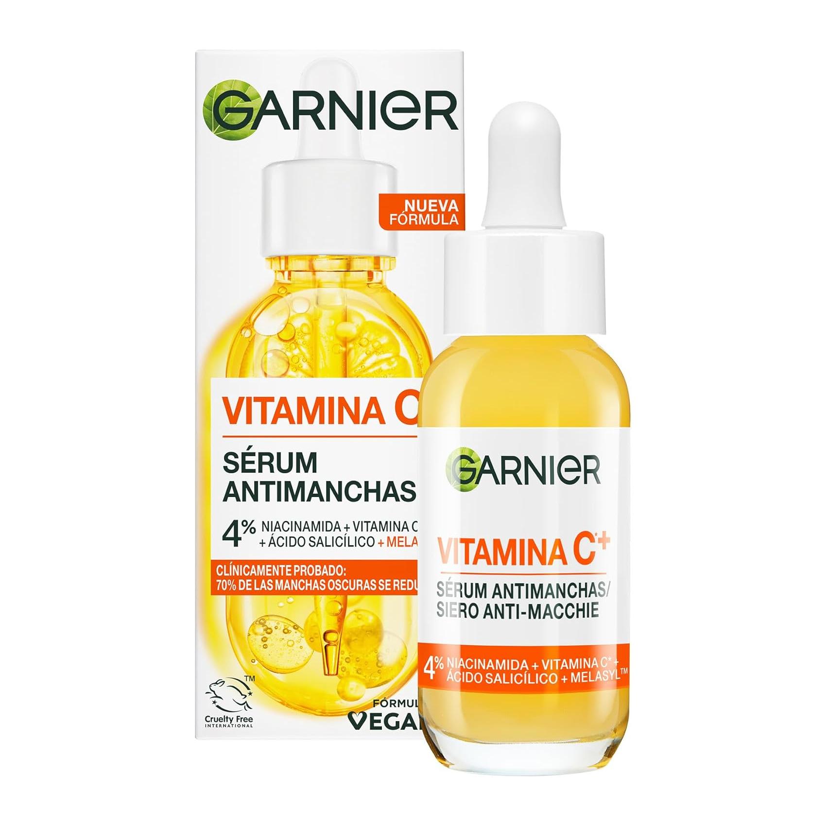 Sérum Garnier SkinActive Vitamina C Antimanchas 30 ml – 4% Vitamina C + Niacinamida + Ácido Salicílico + Melasyl